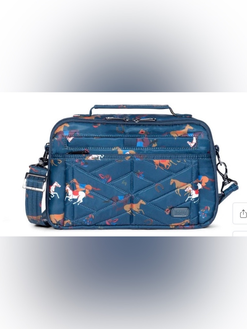 Lug Scoop 2 Crossbody Bag in Horses Navy